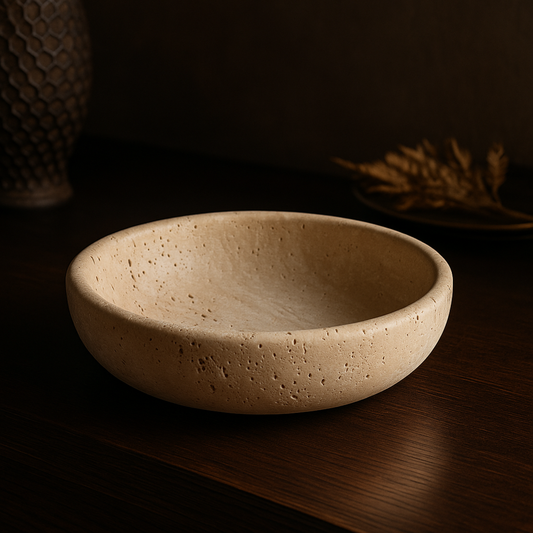 Travertijn chaal - Travertin bowl -Schaal voor kaarsenzand - PureCandle