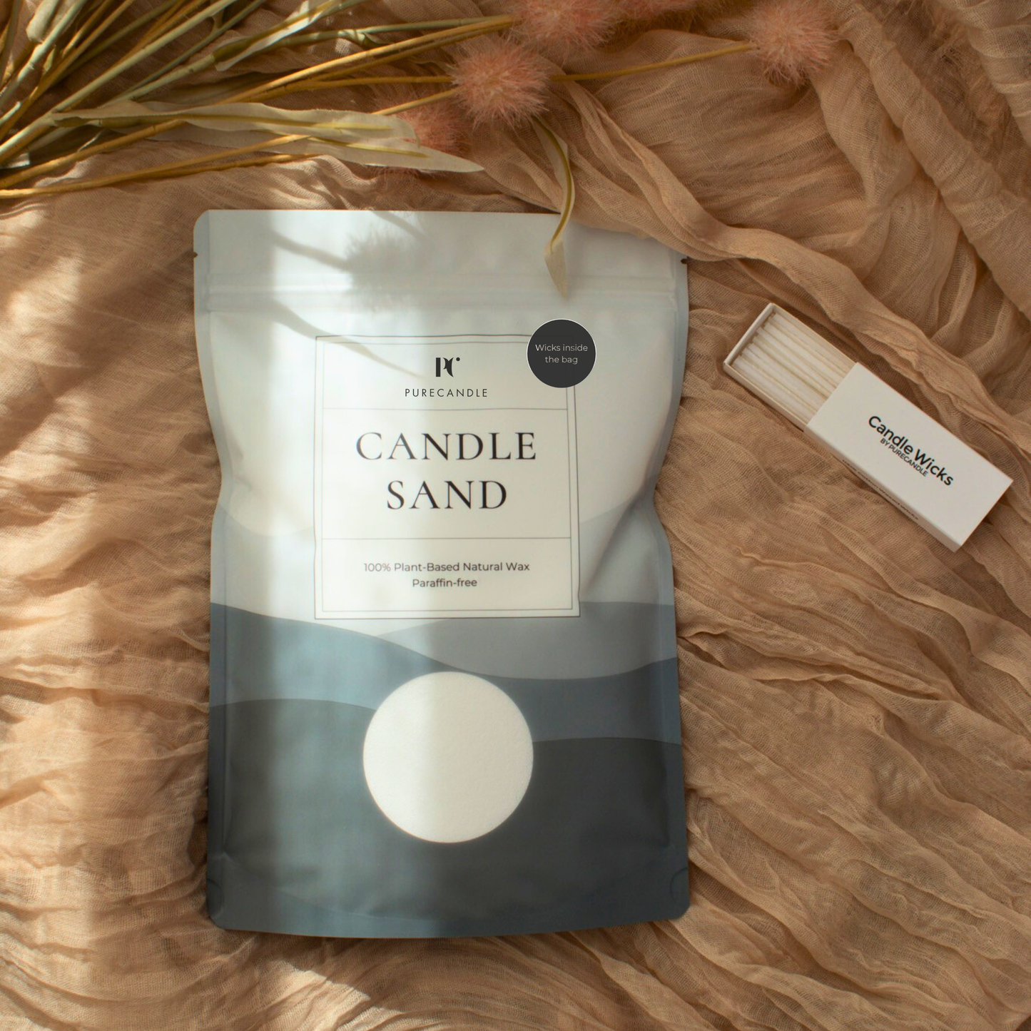 Wit kaarsenzand met lonten - White candle sand purecandle pure white