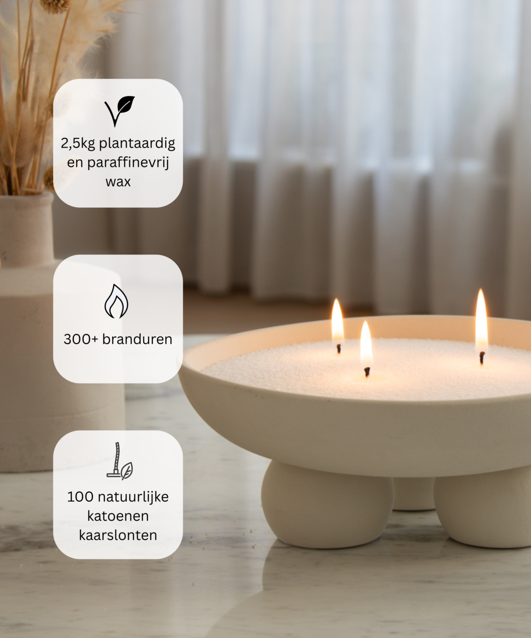 Bulkverpakking witte kaarsenzand in buckets met lonten van PureCandle – plantaardig, paraffinevrij en ideaal voor DIY kaarsen en kaarsensets